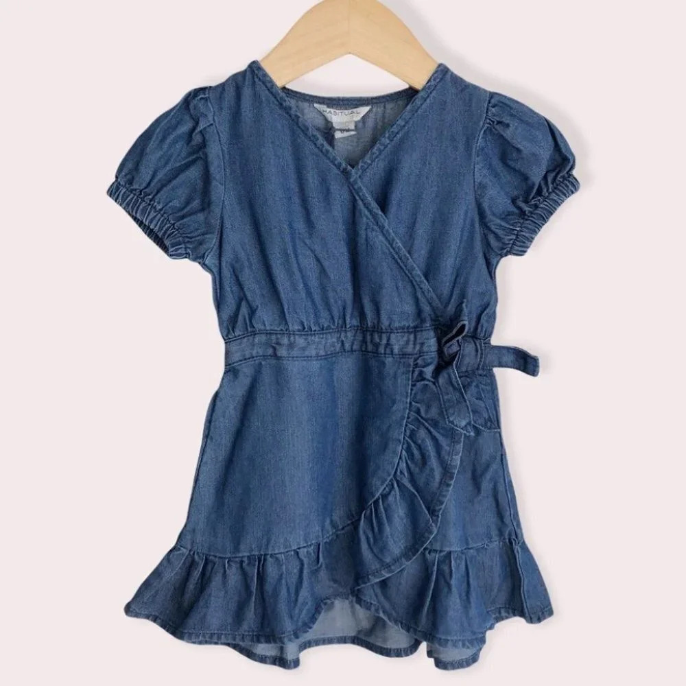 NWT‎ Habitual Girl dress wrap style dark denim tencel size 12 months